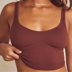 Free people Meg seamless crop top brown